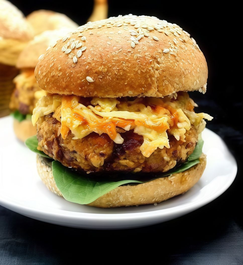 Oatmeal Beef Burger Sandwich With Oat Bread