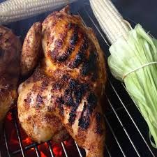 1/2 chicken grilled on charcoal