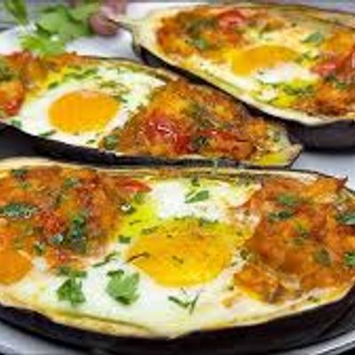 Eggs on Eggplant