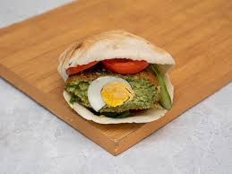Falafel and boiled egg sandwich