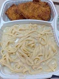 Chicken Pane And White Sauce Pasta