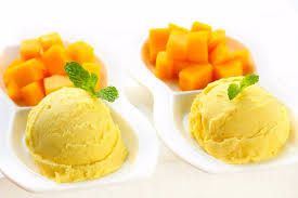 Mango Pieces With Ice Cream