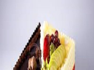 Half Dark Chocolate And Half Fruits Sponge Torte With Nuts - 20X20