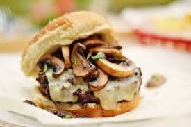 Swiss Mushroom Beef Burger Sandwich