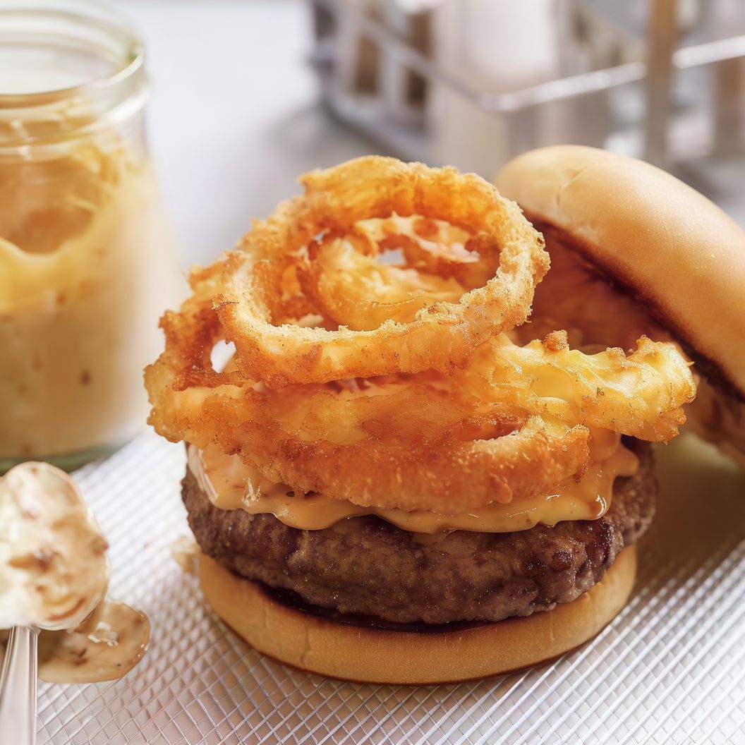 Onion Rings Burger Sandwich