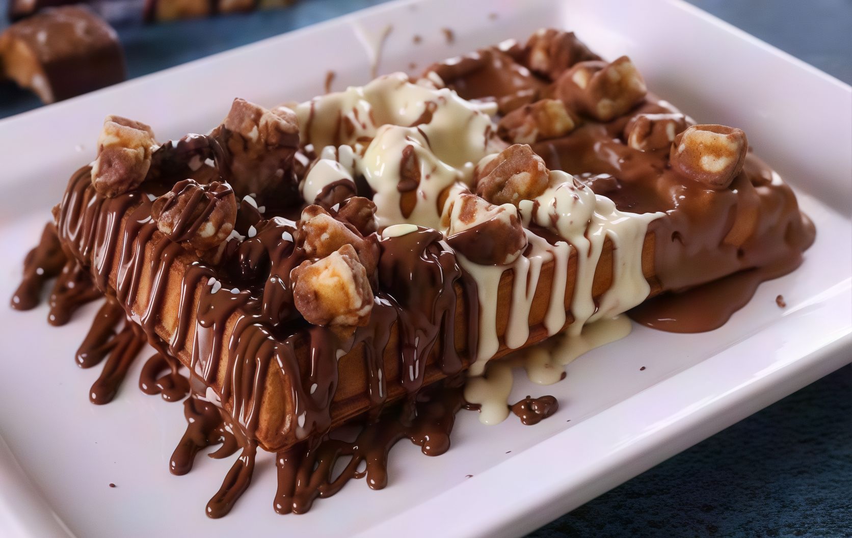 Chocolate Waffle With Peanuts