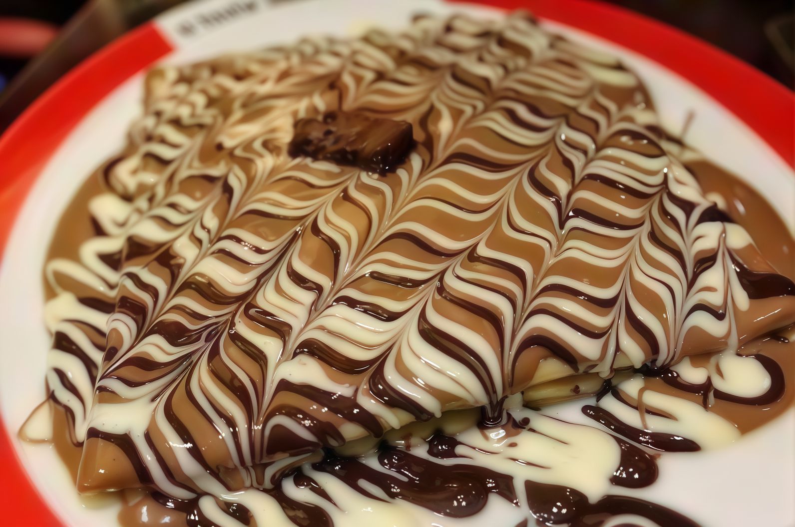 Chocolate With Sauces Waffle
