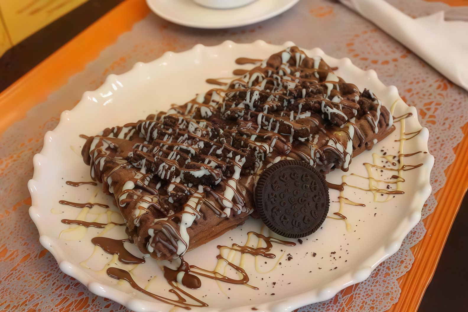 Chocolate With Oreo Waffle