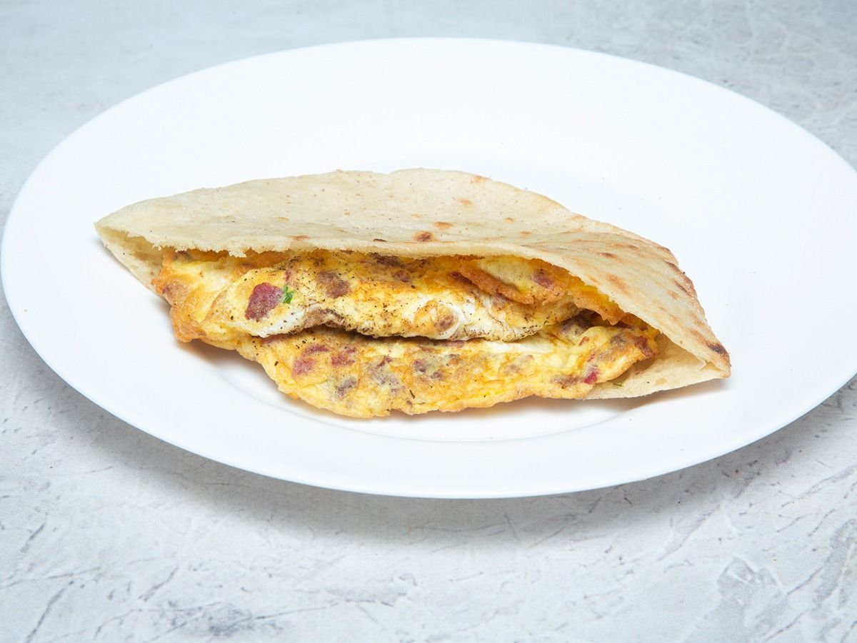 Eggs With Hot Dog Sandwich