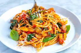 vegetables pasta with red sauce