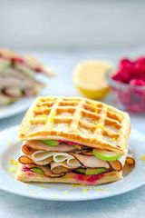 Smoked turkey waffle sandwich