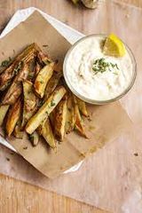French Fries With Garlic Dip Sandwich