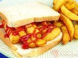 Potato Chips With Ketchup and Mayonnaise Sandwich