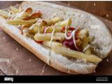 French Fries With Ketchup And Mayonnaise Sandwich