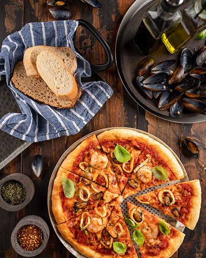Seafood pizza