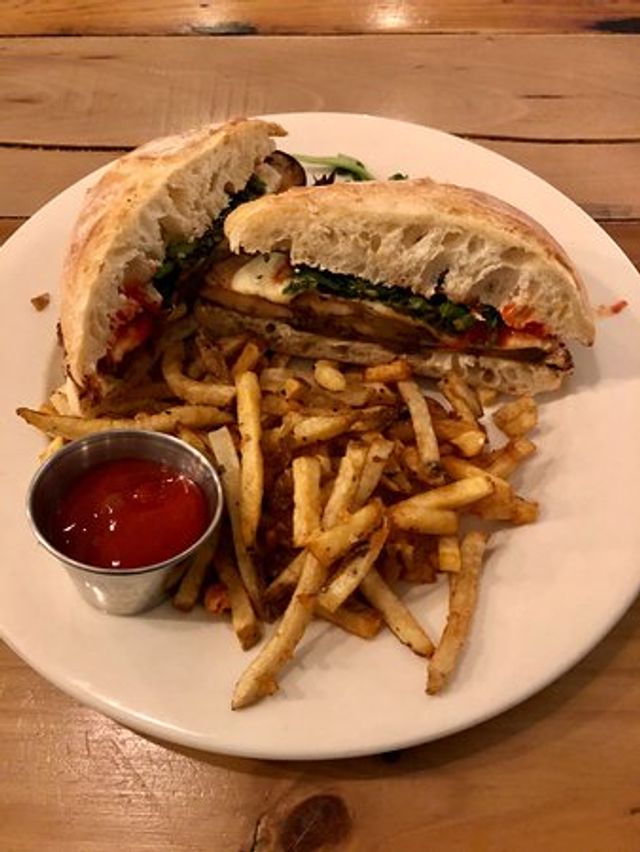Fries And Eggplant Sandwich