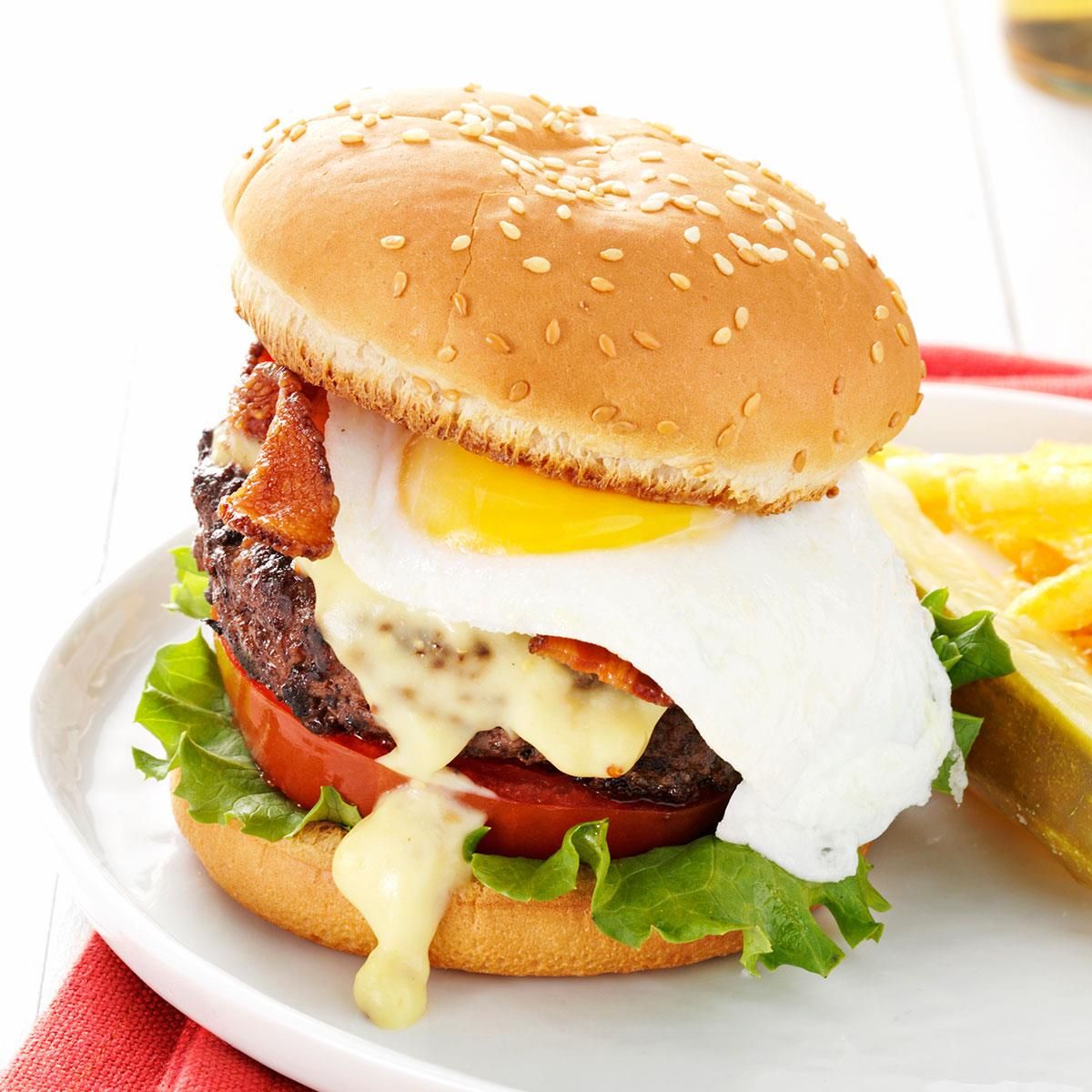 Beef Burger With Eggs Sandwich