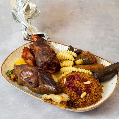 Pigeon with lamb Shank