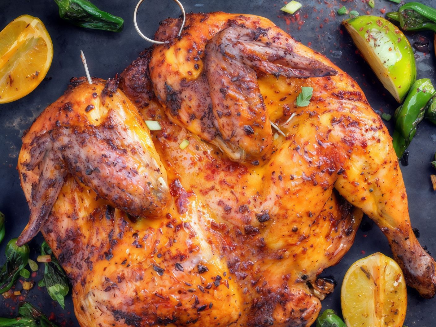 Half grilled chicken