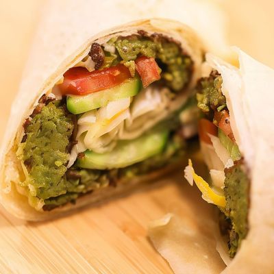 Falafel and potatoes Syrian sandwich