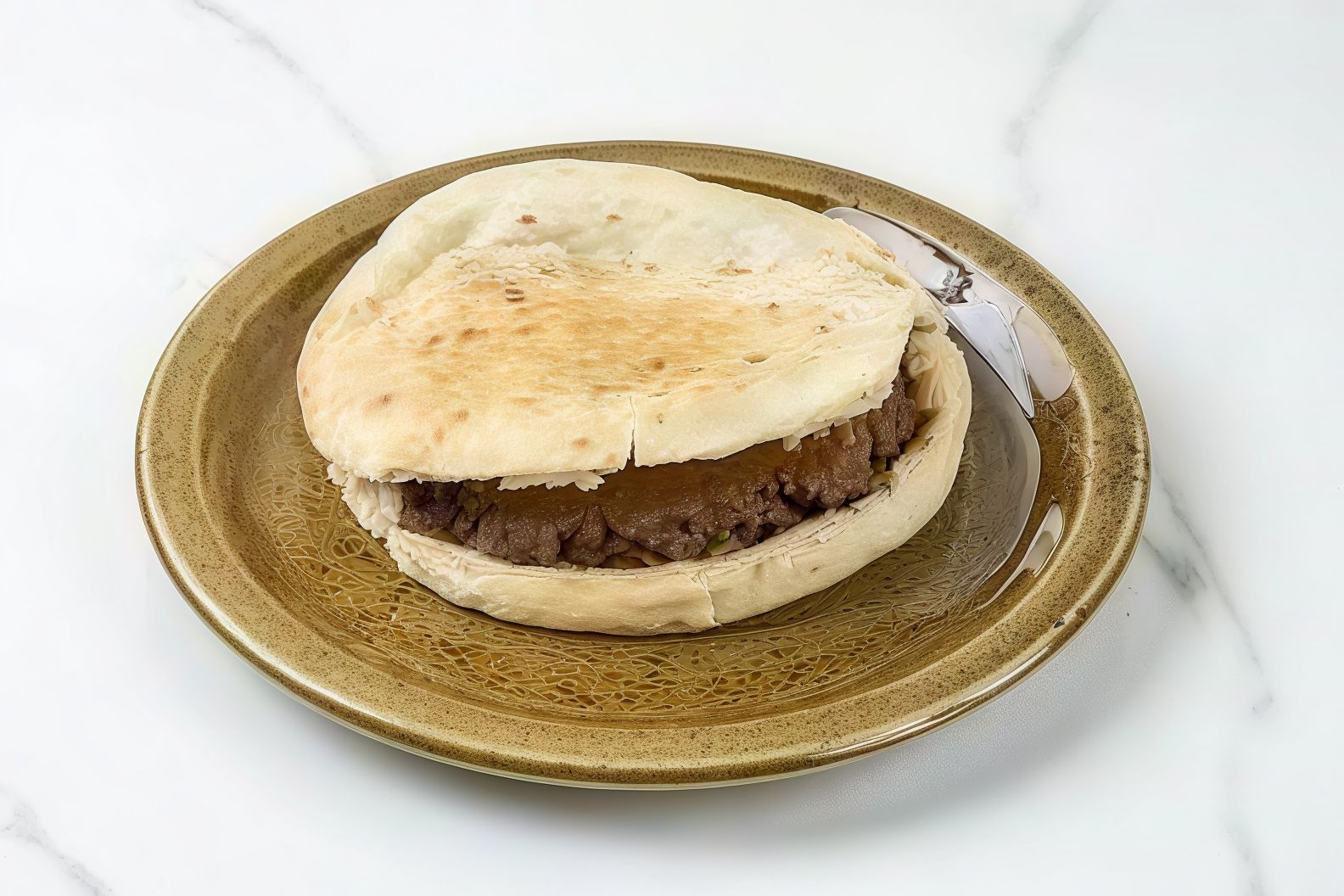 Foul with Baladi salad sandwich