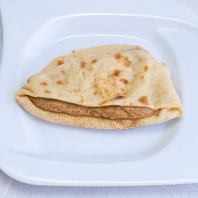 Fava bean sandwich with eggplant