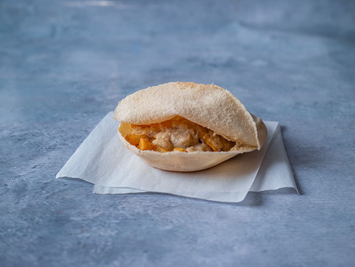 Boiled Egg on Baba Ghannoug sandwich