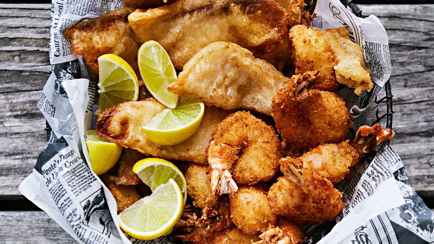 Fried Seafood With Soup Meal