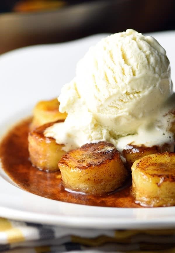 Fried Banana With Honey And Ice Cream