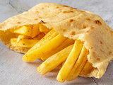 Potato with Kiri and pastrami sandwich