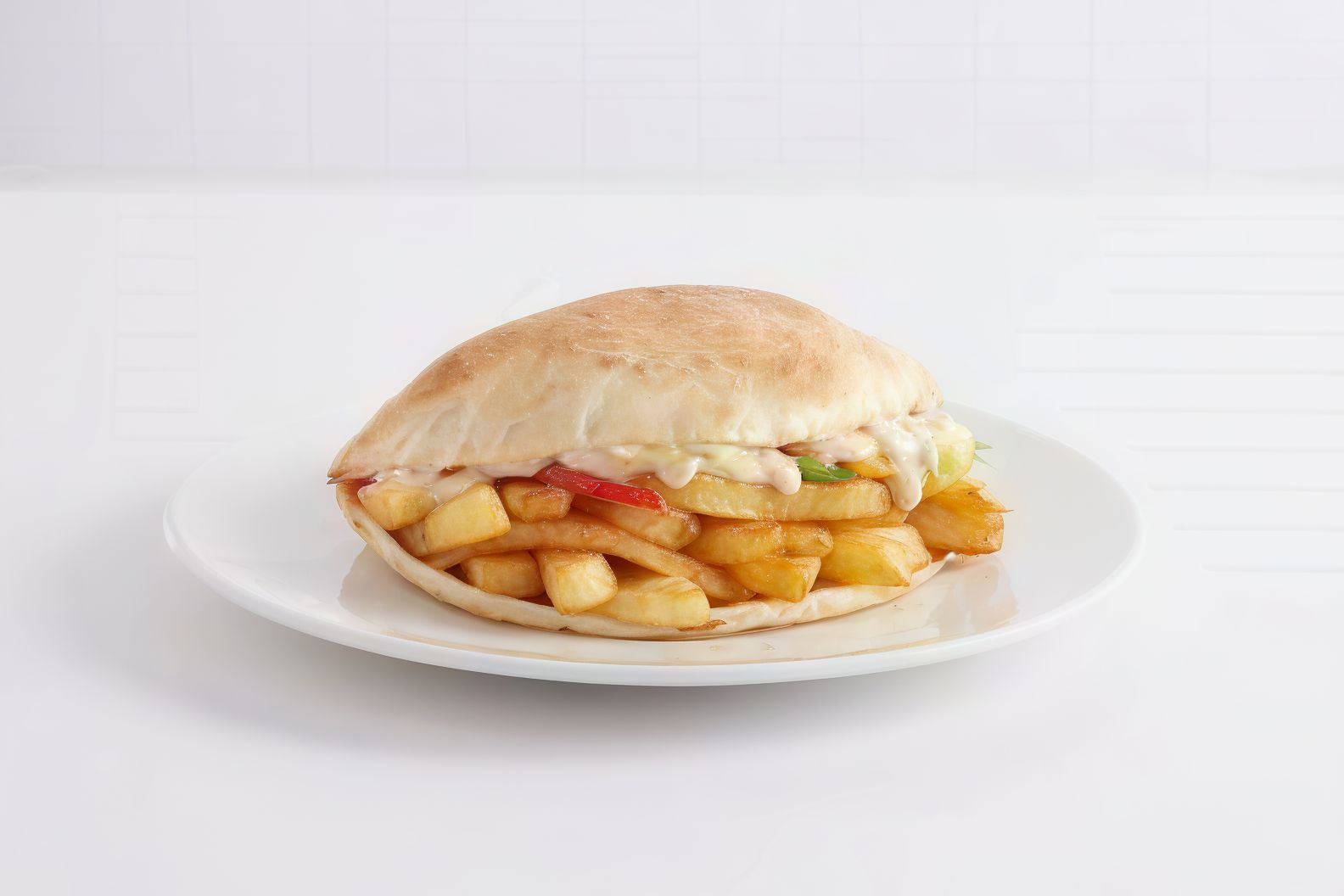 French fries sandwich with Roumy cheese