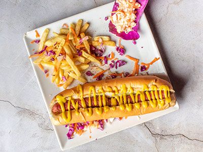 Charcoal Grilled Hot Dog Sandwich