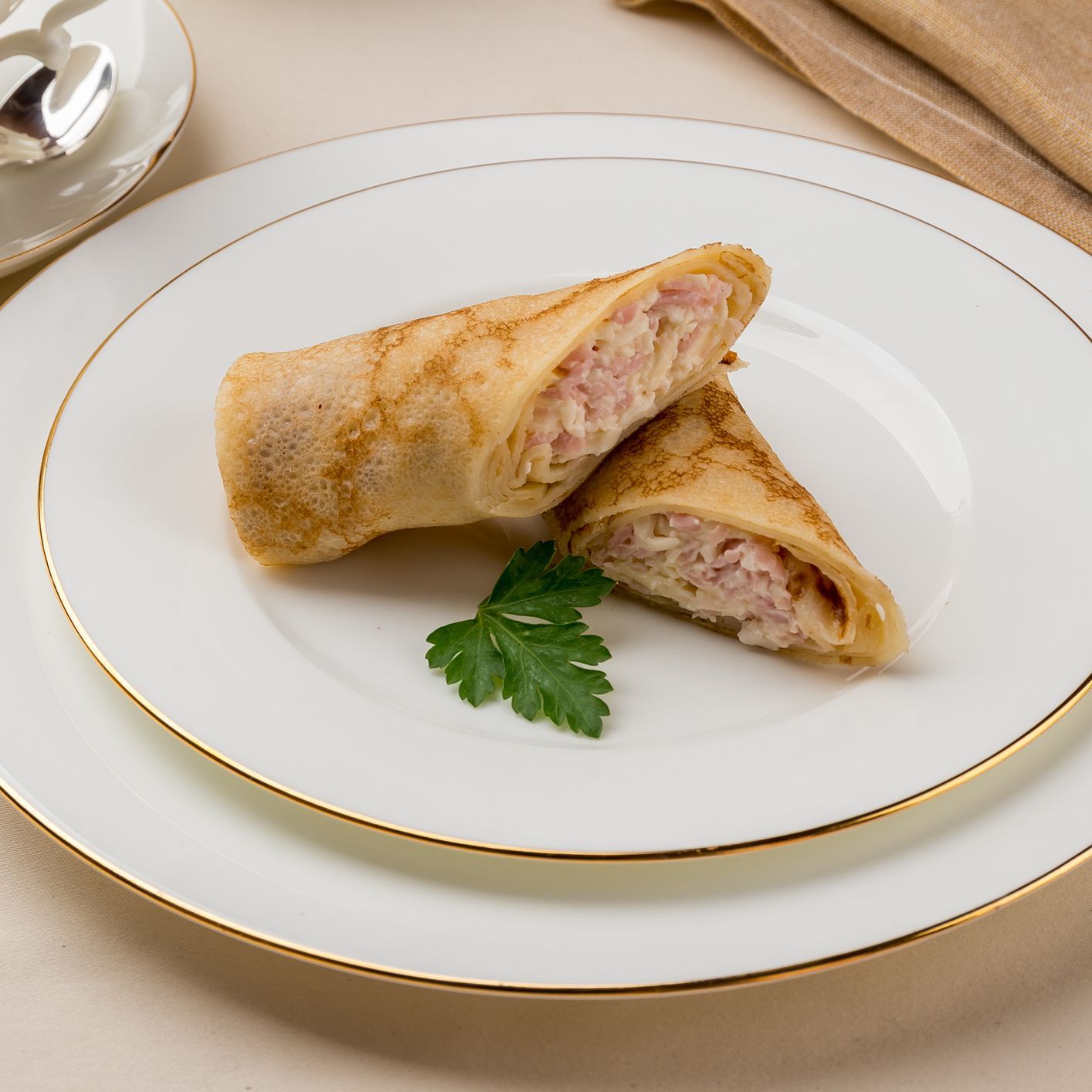 Pastrami And Cheese Crepe Roll