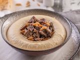 Hummus With Meat And Pine Nut