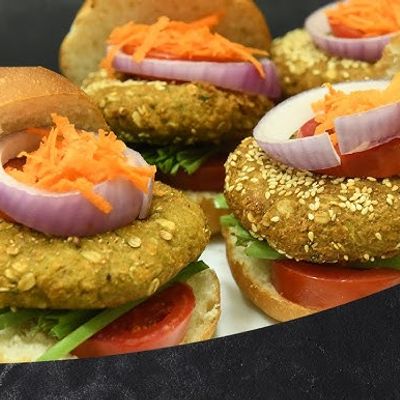 Falafel burger stuffed with spices