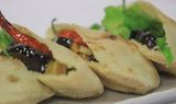 french fries with eggplant sandwich
