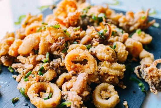 Fried seafood combo meal