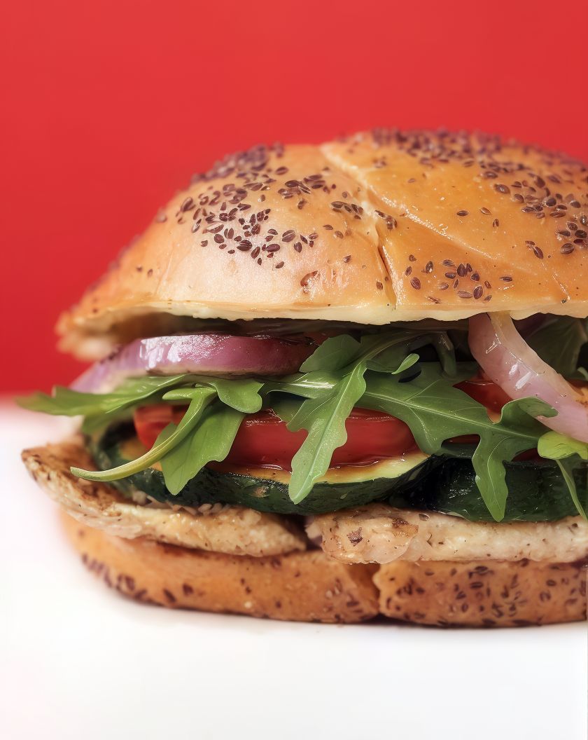 Kofta sandwich grilled chicken breasts with oats, and oatmeal bread