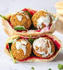 Falafel and hummus sandwich