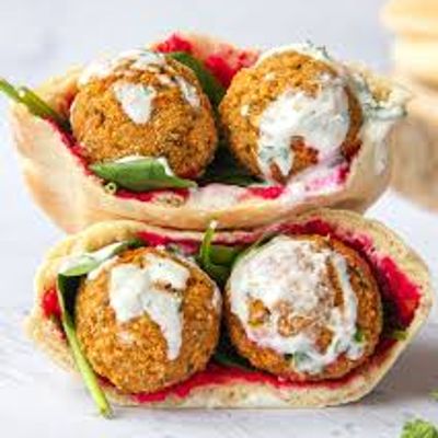 Falafel and hummus sandwich