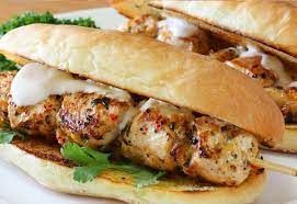 Shish Tawook On Charcoal Sandwich