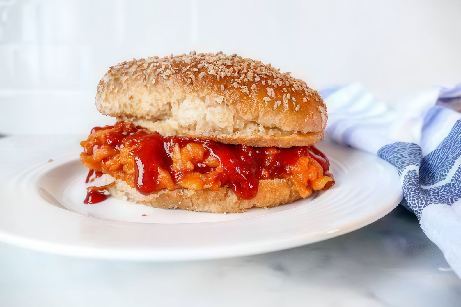 Potato Sandwich With Barbecue Sauce