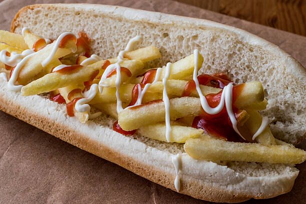 Ketchup and mayonnaise potato sandwich
