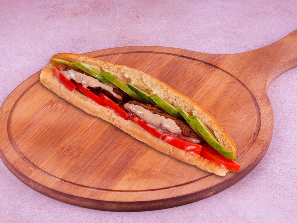 Flafel with Kiri cheese sandwich