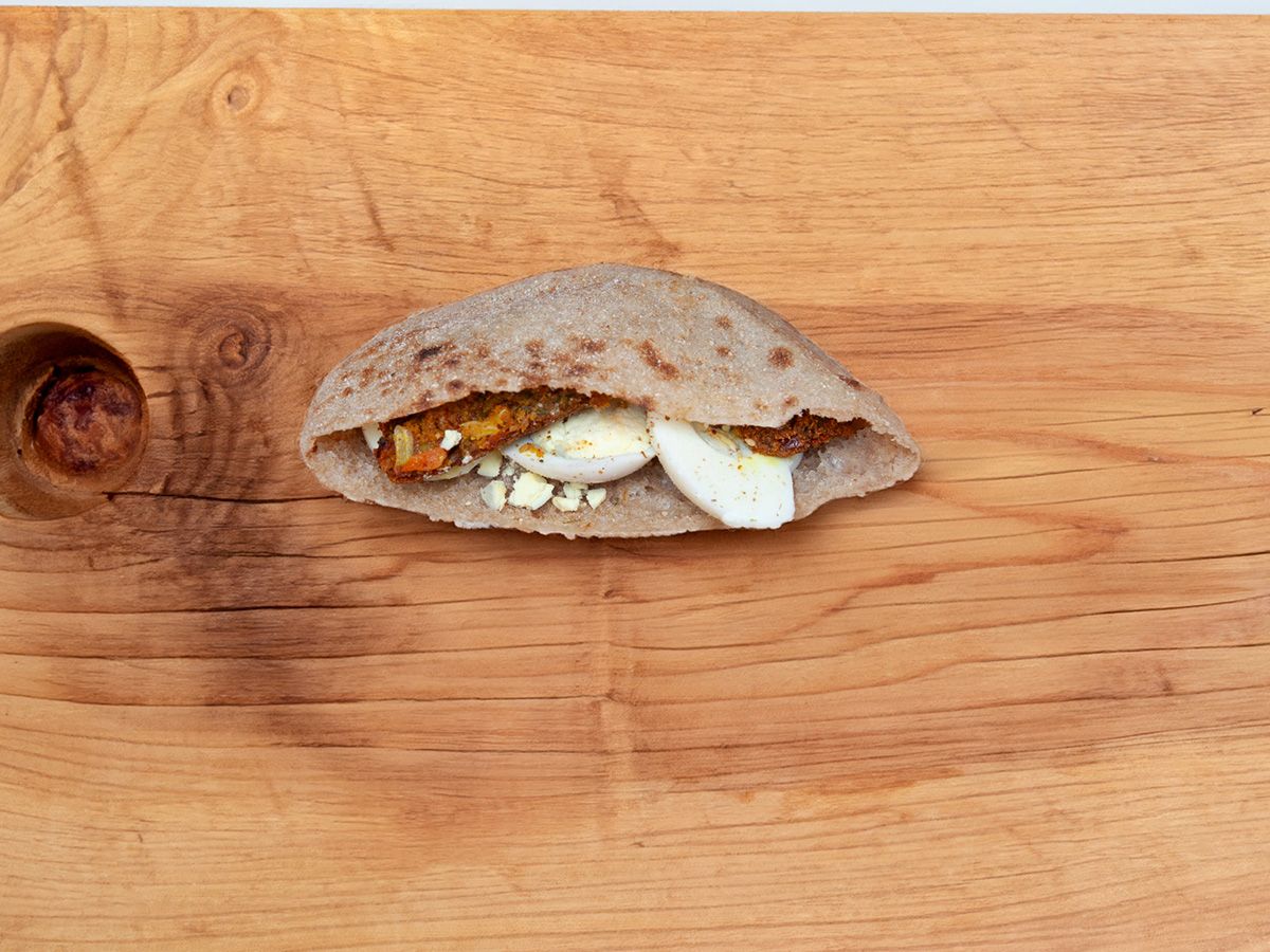 egg Sandwich with Stuffed Falafel