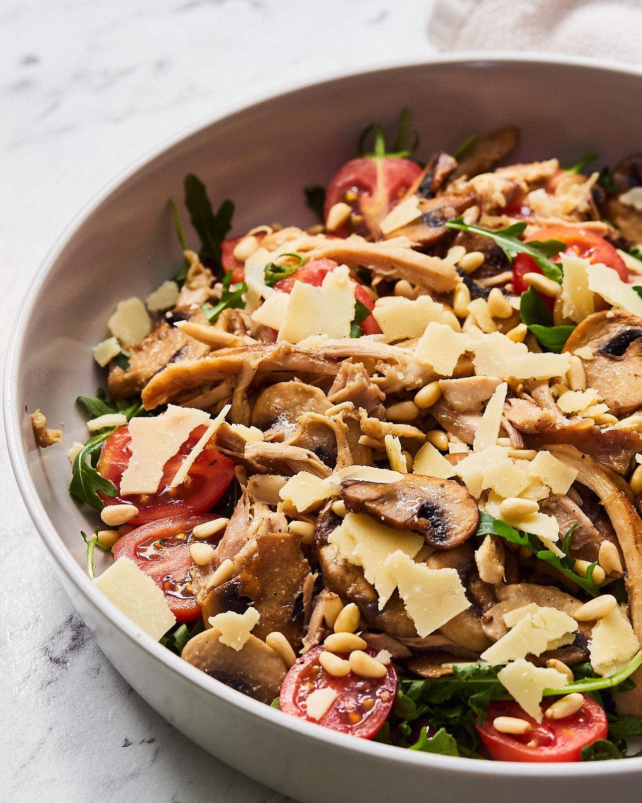 Grilled Chicken Fresh Mushroom Salad