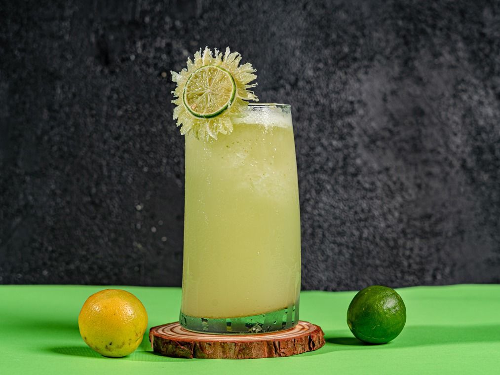Fresh Lemon With Milk And Mint Juice