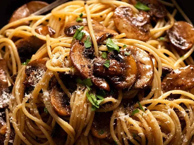 Shish And Mushroom Spaghetti