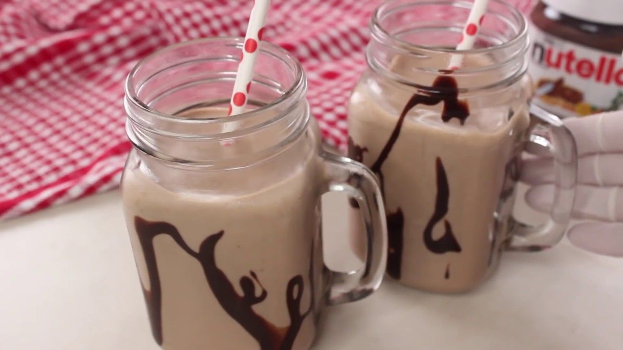 Banana With Nutella Chocolate And Milk Cocktail