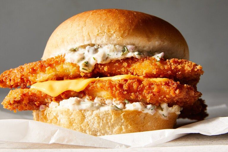 Fried seafood sandwich